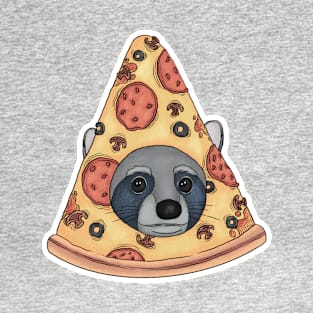 Raccoon in Pizza T-Shirt